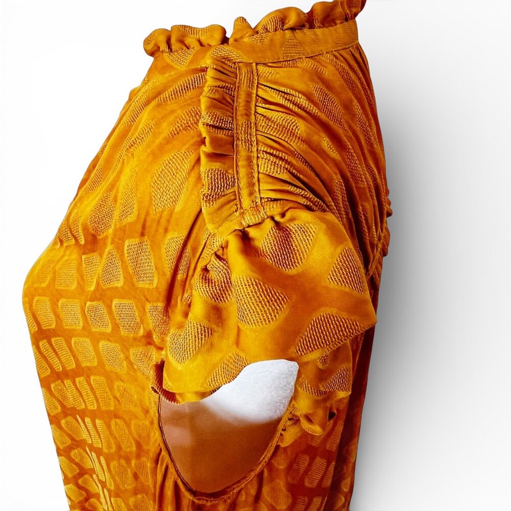 Anthro Maeve Saffron Boho Peasant Top Saffron Gold Flowy Summer Coquette Sz M - Picture 7 of 12